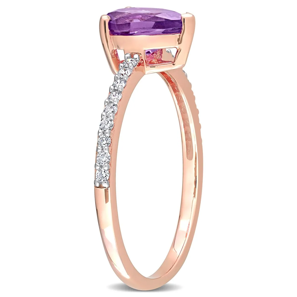 Miadora Pear-cut Amethyst and 1/6ct TDW Diamond Teardrop Ring in 14k Rose Gold sold by Zulily product image thumbnail 4