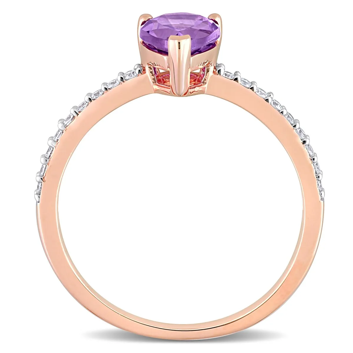Miadora Pear-cut Amethyst and 1/6ct TDW Diamond Teardrop Ring in 14k Rose Gold sold by Zulily product image thumbnail 5