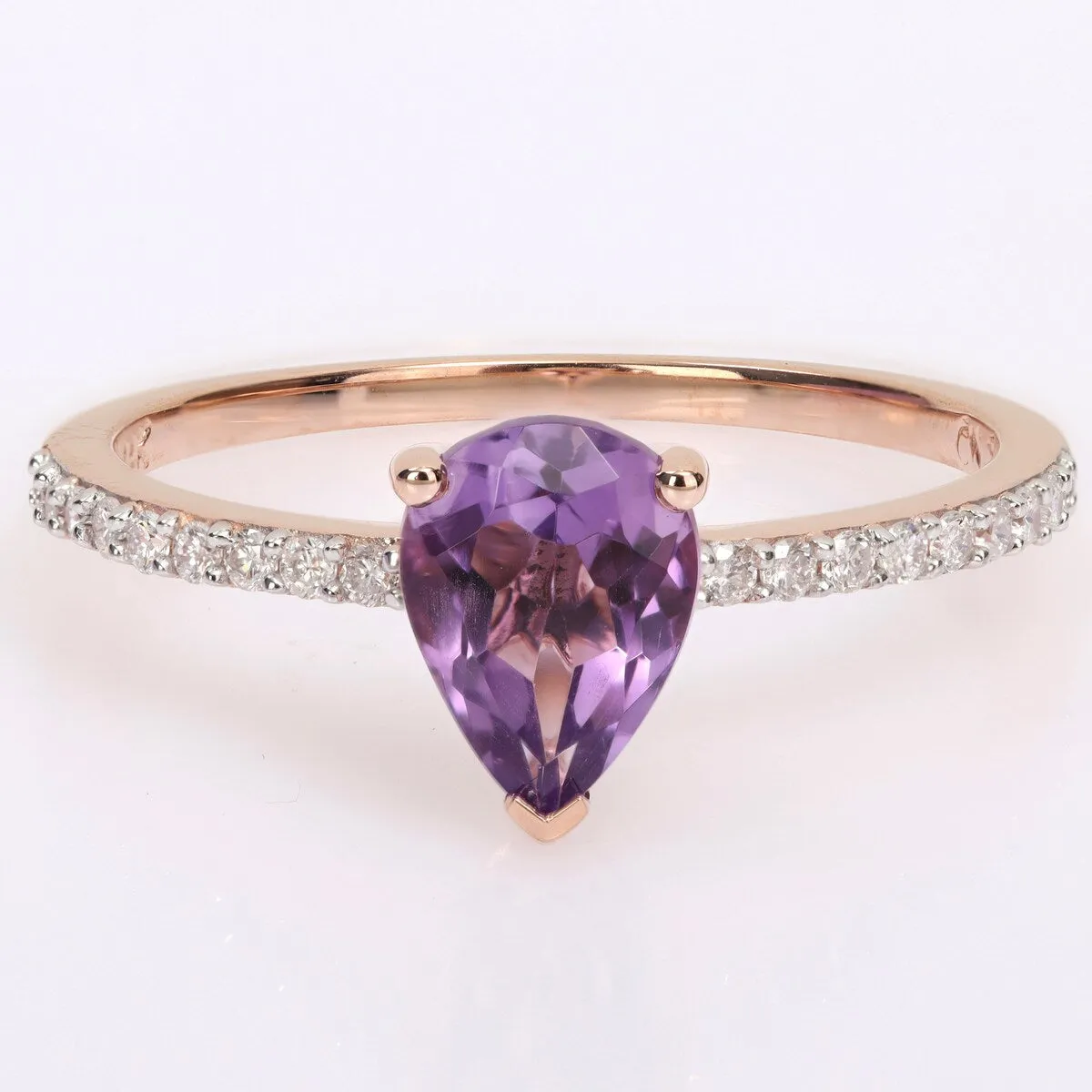 Miadora Pear-cut Amethyst and 1/6ct TDW Diamond Teardrop Ring in 14k Rose Gold sold by Zulily