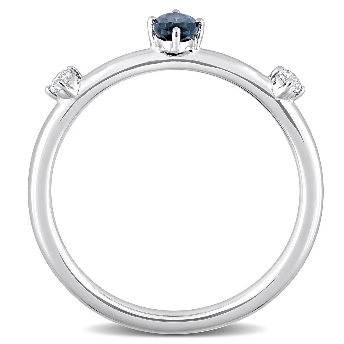 Miadora 10k White Gold London Blue Topaz and White Topaz 3-Stone Stackable Oval Ring sold by Zulily product image thumbnail 3