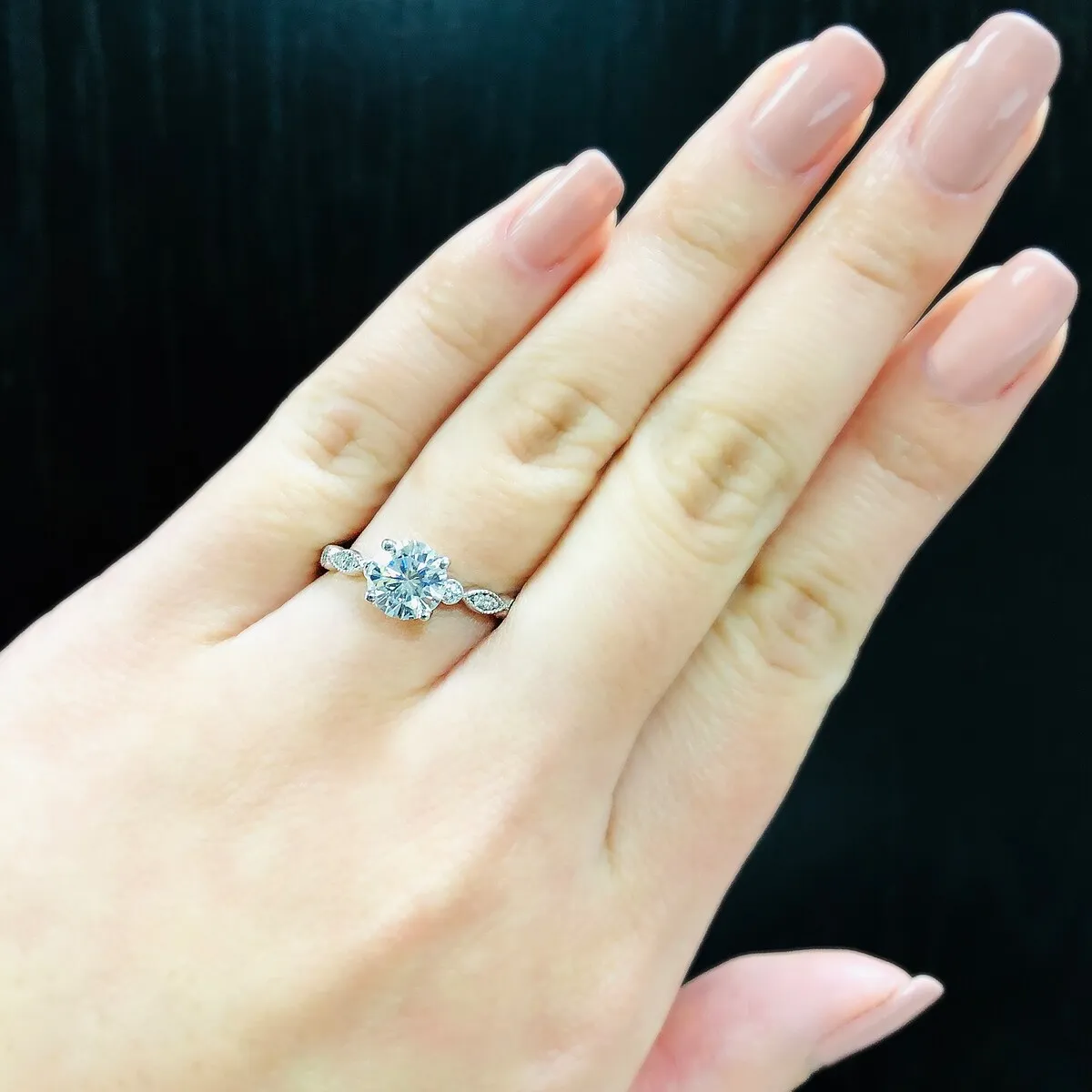 Auriya 14k Gold Vintage 1 1/2ct Round Moissanite Engagement Ring sold by Zulily product image thumbnail 2