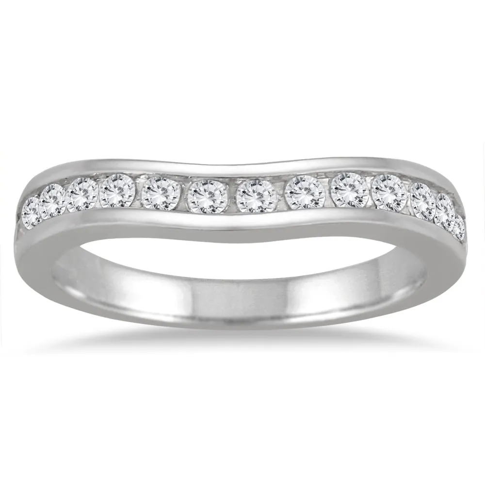 1/2 Carat TW Diamond Channel Set Curved Band in 10K White Gold sold by Zulily product image thumbnail 2