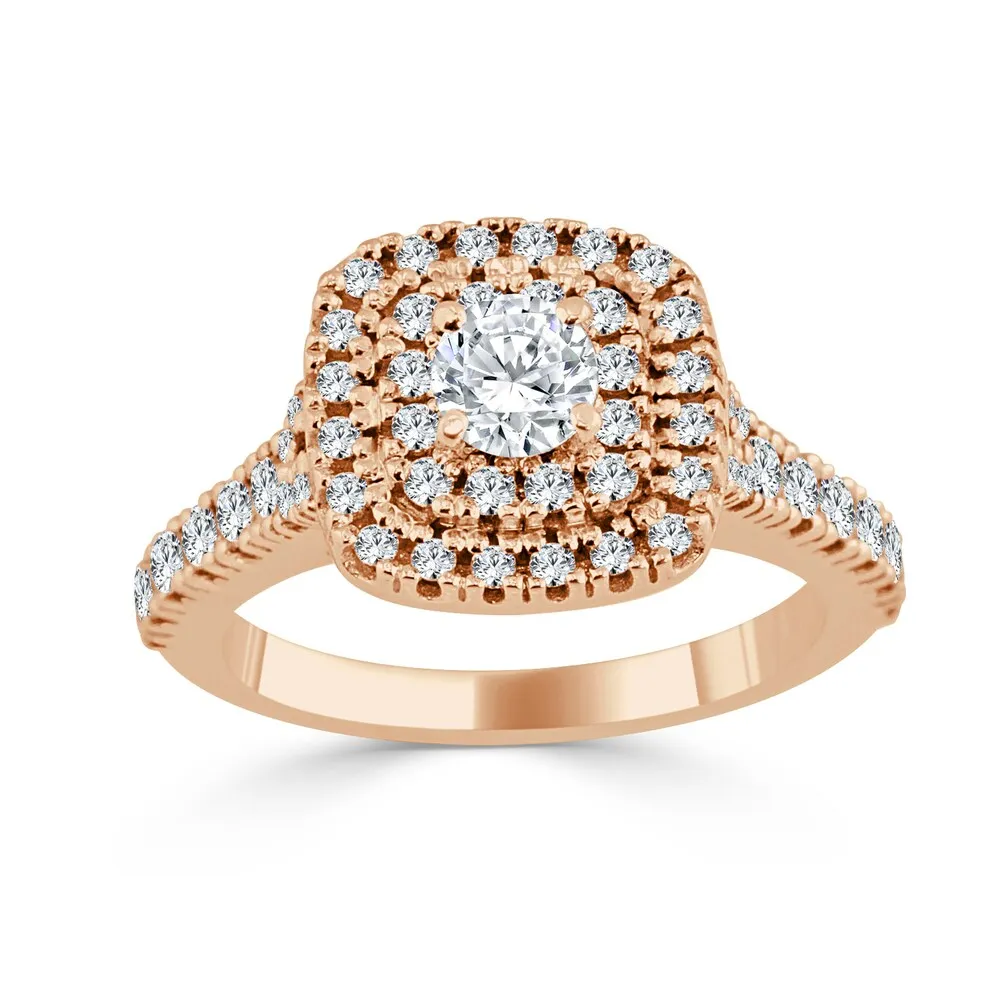 Auriya Round 1ctw Double Halo Diamond Engagement Ring 14k Gold sold by Zulily product image thumbnail 3