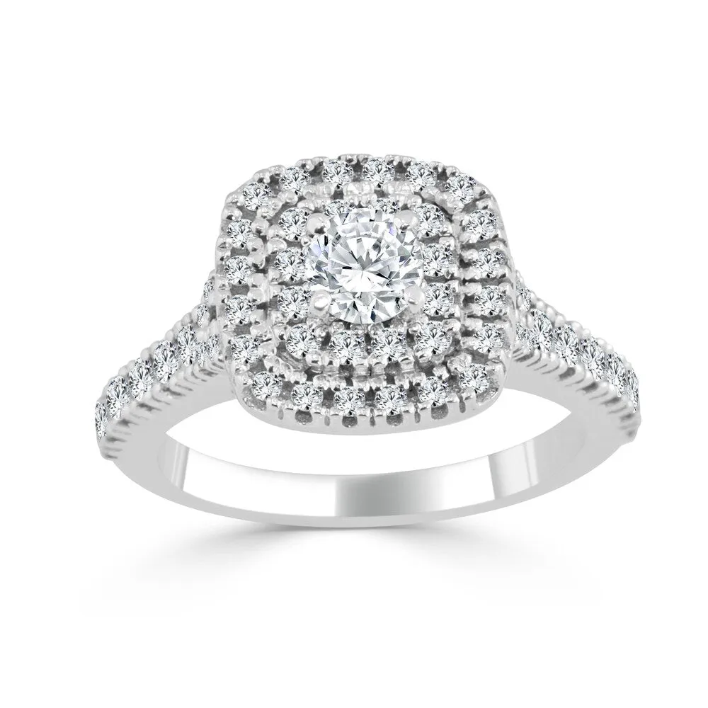 Auriya Round 1ctw Double Halo Diamond Engagement Ring 14k Gold sold by Zulily