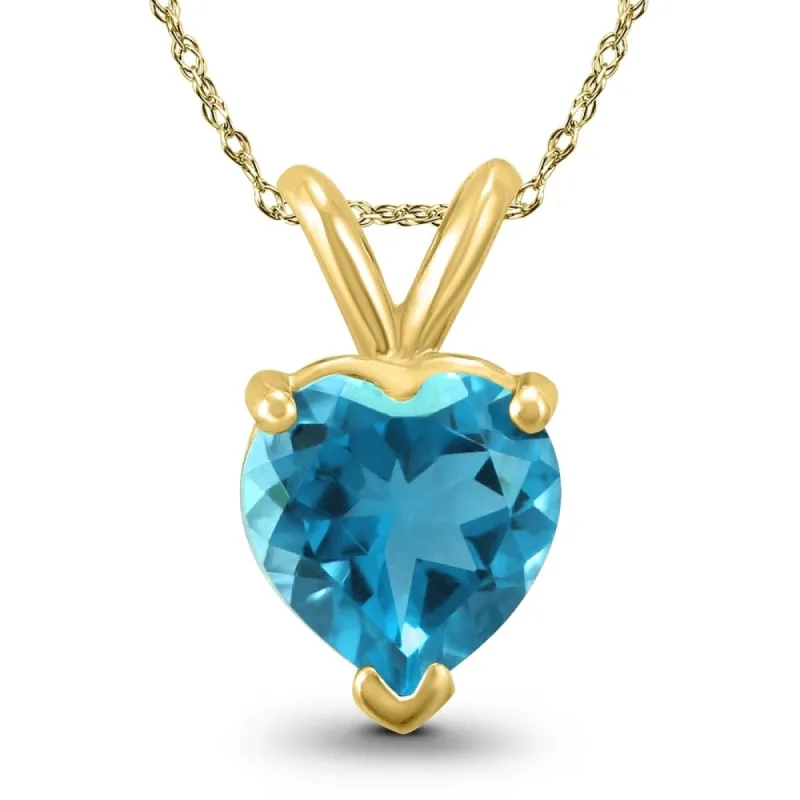 14K Yellow Gold 6MM Heart Blue Topaz Pendant sold by Zulily