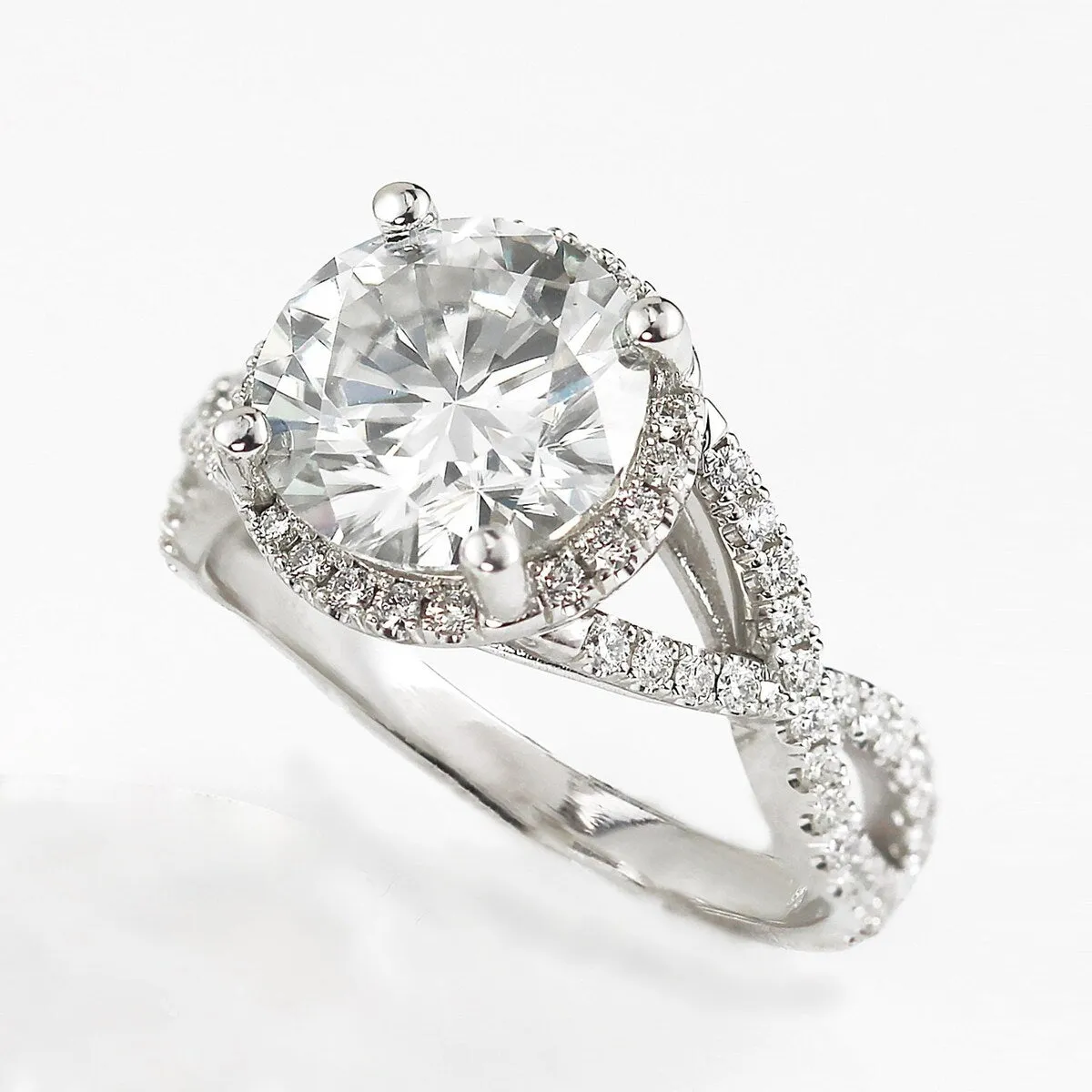 Auriya 2ct Twisted Moissanite Halo Diamond Engagement Ring 1/5ctw 14k Gold sold by Zulily