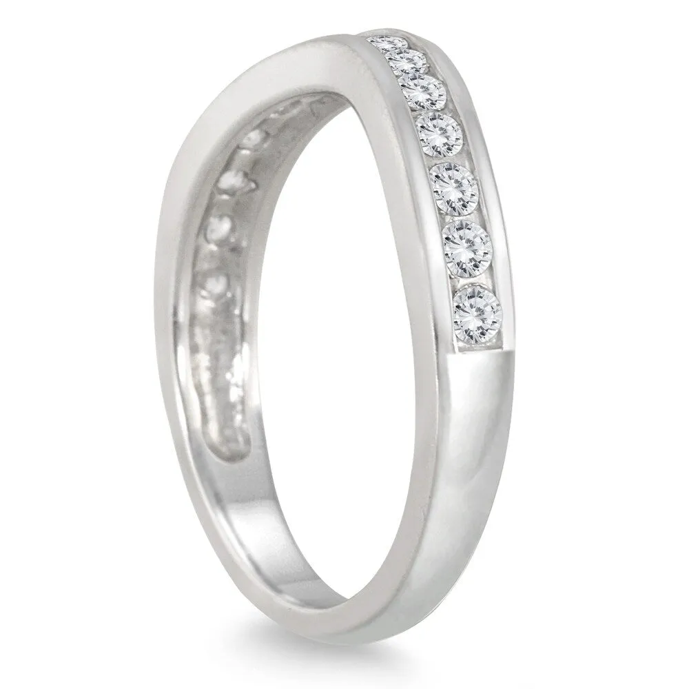 1/2 Carat TW Diamond Channel Set Curved Band in 10K White Gold sold by Zulily
