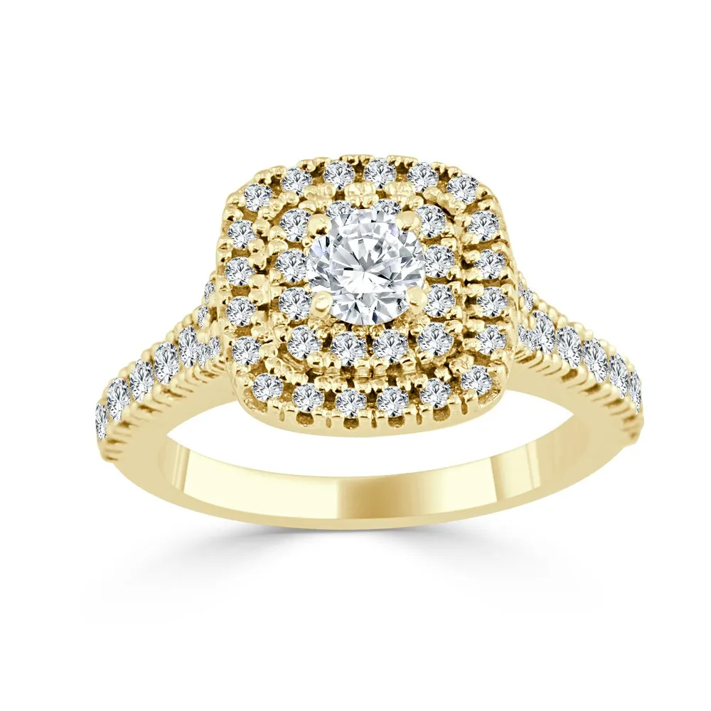 Auriya Round 1ctw Double Halo Diamond Engagement Ring 14k Gold sold by Zulily product image thumbnail 2
