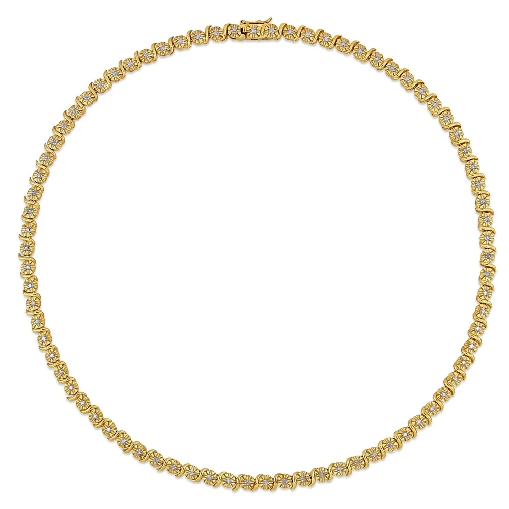 Miadora Yellow Plated Sterling Silver 1/2ct TDW Diamond S-Link Tennis Necklace sold by Zulily product image thumbnail 3