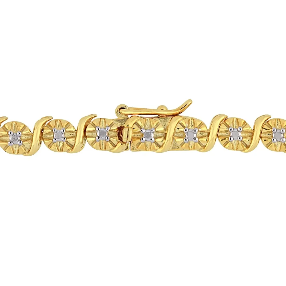 Miadora Yellow Plated Sterling Silver 1/2ct TDW Diamond S-Link Tennis Necklace sold by Zulily product image thumbnail 2