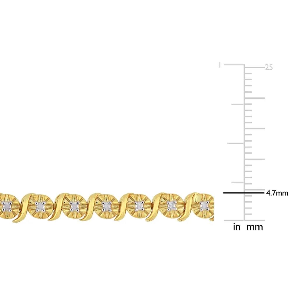 Miadora Yellow Plated Sterling Silver 1/2ct TDW Diamond S-Link Tennis Necklace sold by Zulily product image thumbnail 4