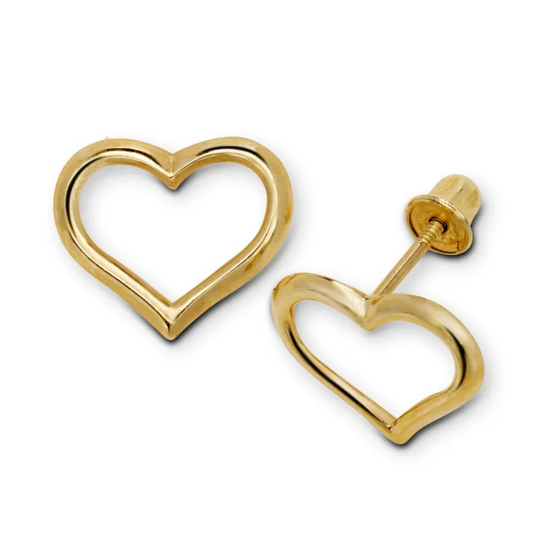 Curata 14K Gold Polished Open Heart Screw Back Stud Earrings sold by Zulily