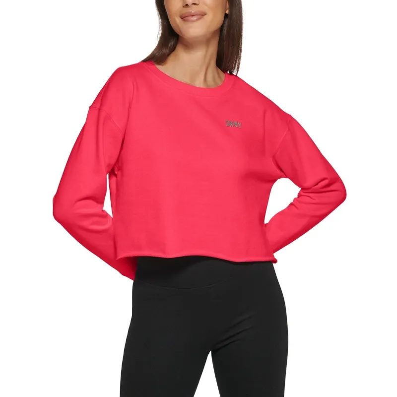 DKNY Women's Metallic Logo Cropped Sweatshirt Pink sold by Zulily