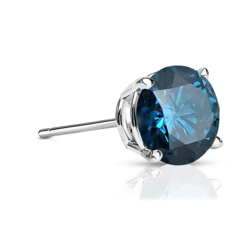 Auriya 14k Gold 1ct TDW Round SINGLE (1) Blue Diamond Stud Earring sold by Zulily