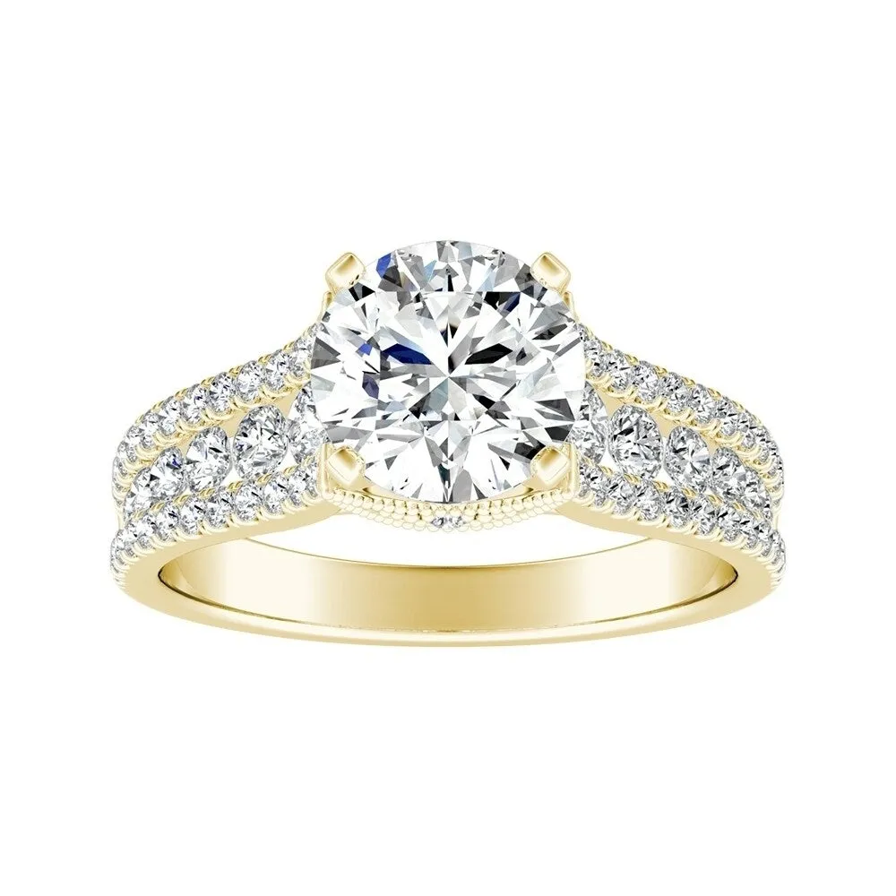 Auriya 14k Gold Vintage 3ct Moissanite and Diamond Engagement Ring 5/8ctw sold by Zulily product image thumbnail 3