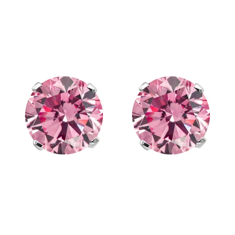 White Gold with Pink Moissanite Stud Earring sold by Zulily