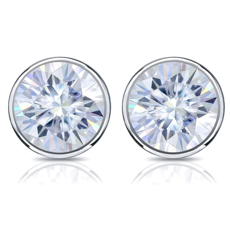 Auriya 14k Gold 7ct TGW Round Brilliant Moissanite Bezel Stud Earrings sold by Zulily