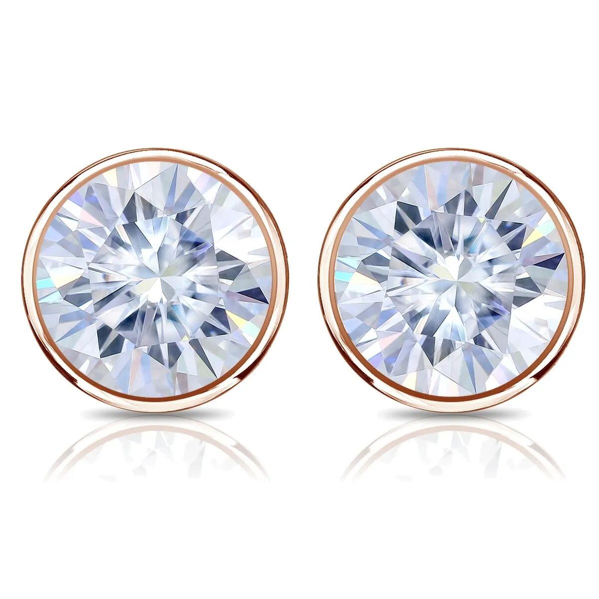 Auriya 14k Gold 7ct TGW Round Brilliant Moissanite Bezel Stud Earrings sold by Zulily product image thumbnail 3
