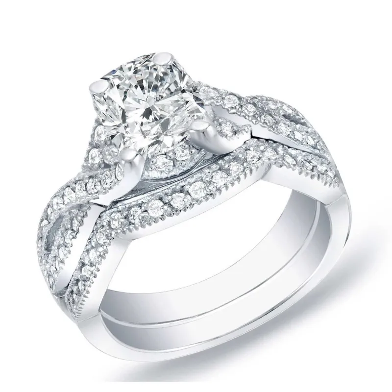 Auriya 14k Gold 1ctw Vintage Cushion-cut Diamond Engagement Ring Set sold by Zulily