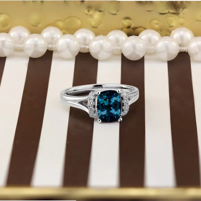 Auriya 1 3/4ct Modern Cushion-cut London Blue Topaz and Diamond Engagement Ring 1/4ctw 14k Gold sold by Zulily