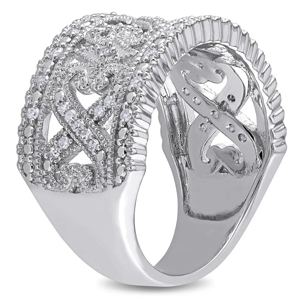 Miadora Sterling Silver 1/4ct TDW Diamond Heart Band sold by Zulily product image thumbnail 2