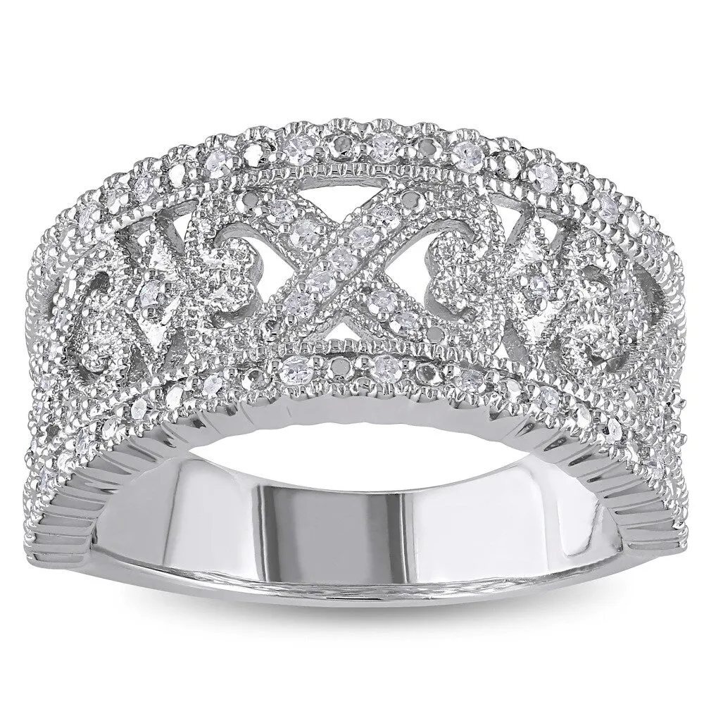 Miadora Sterling Silver 1/4ct TDW Diamond Heart Band sold by Zulily