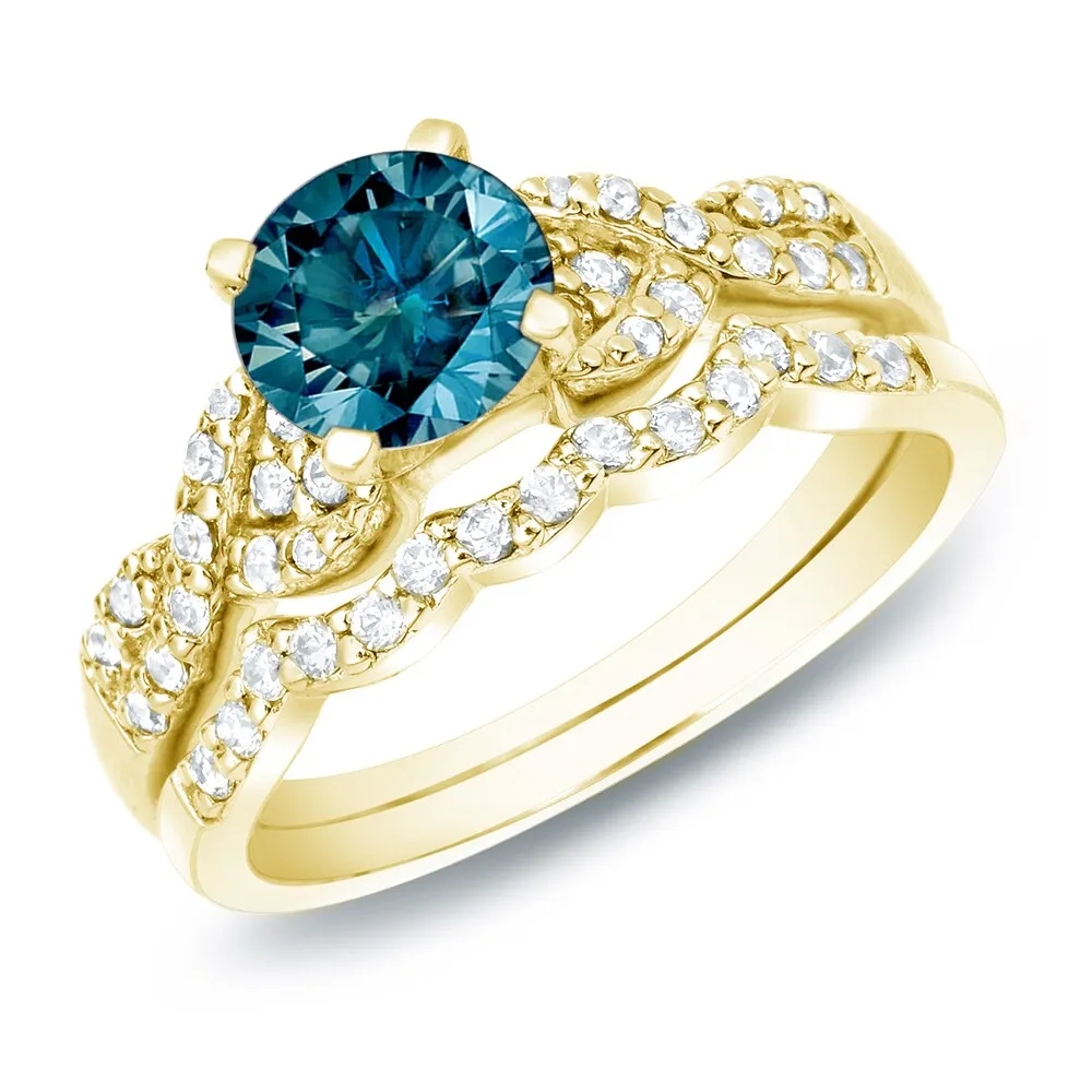 Auriya 14k Gold 1ctw Braided Twist Blue Diamond Engagement Ring Set sold by Zulily product image thumbnail 2