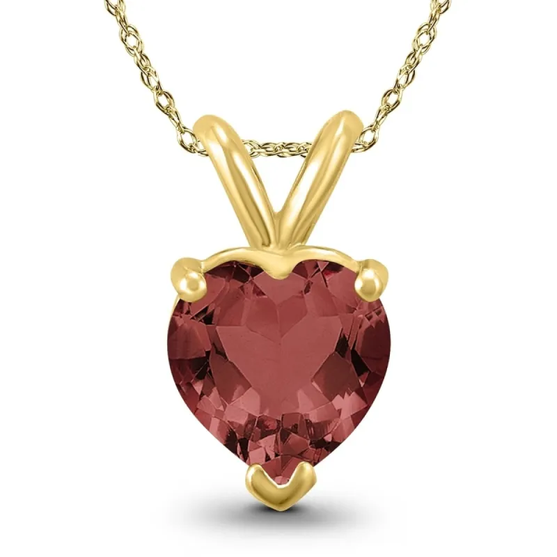 14K Yellow Gold 5MM Heart Garnet Pendant sold by Zulily