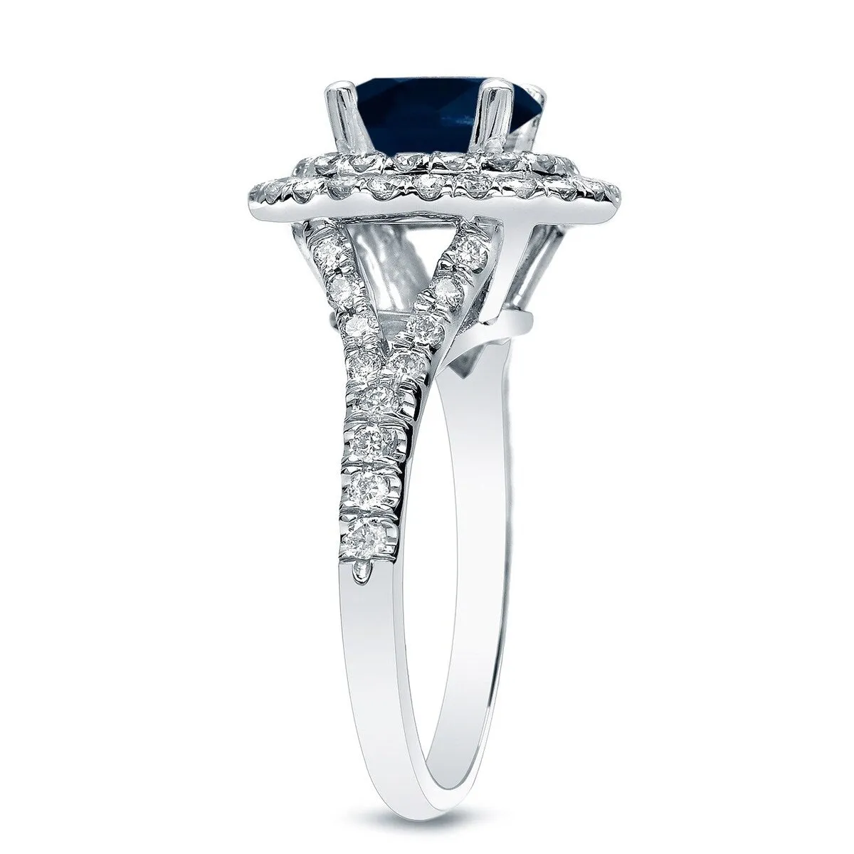Auriya 14k Gold 1ct Blue Sapphire Double Halo Diamond Engagement Ring 3/5ct TDW sold by Zulily product image thumbnail 5