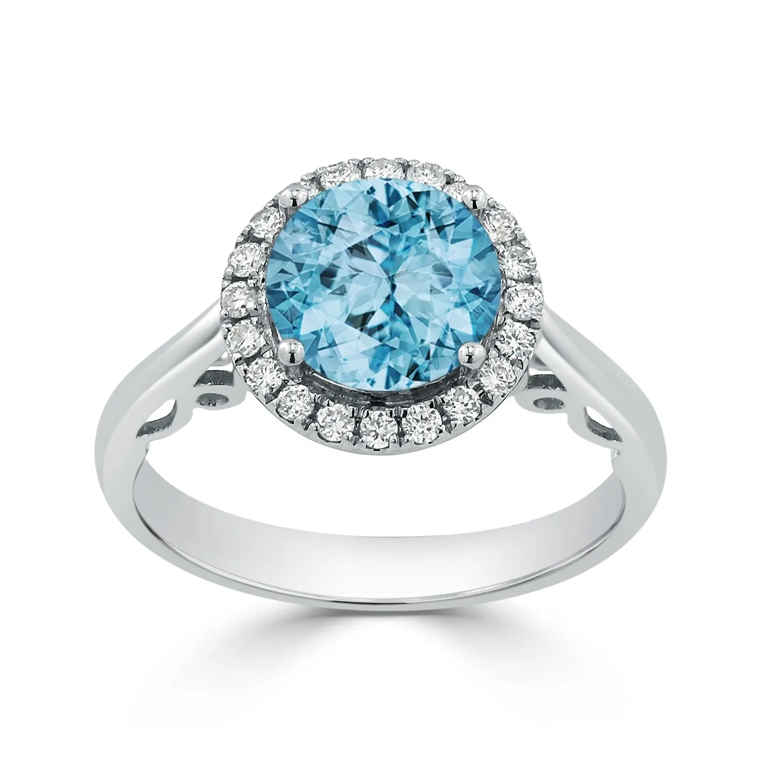 Auriya 2 1/2ct Round Sky Blue Topaz and Halo Diamond Engagement Ring 1/4ctw 14k Gold sold by Zulily product image thumbnail 5