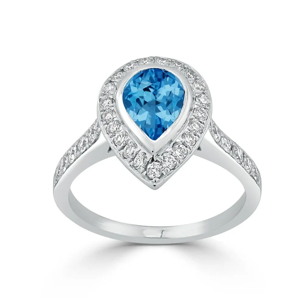 Auriya 1 5/8ct Pear Shape Blue Topaz Halo Diamond Engagement Ring 5/8ctw 18K Gold sold by Zulily