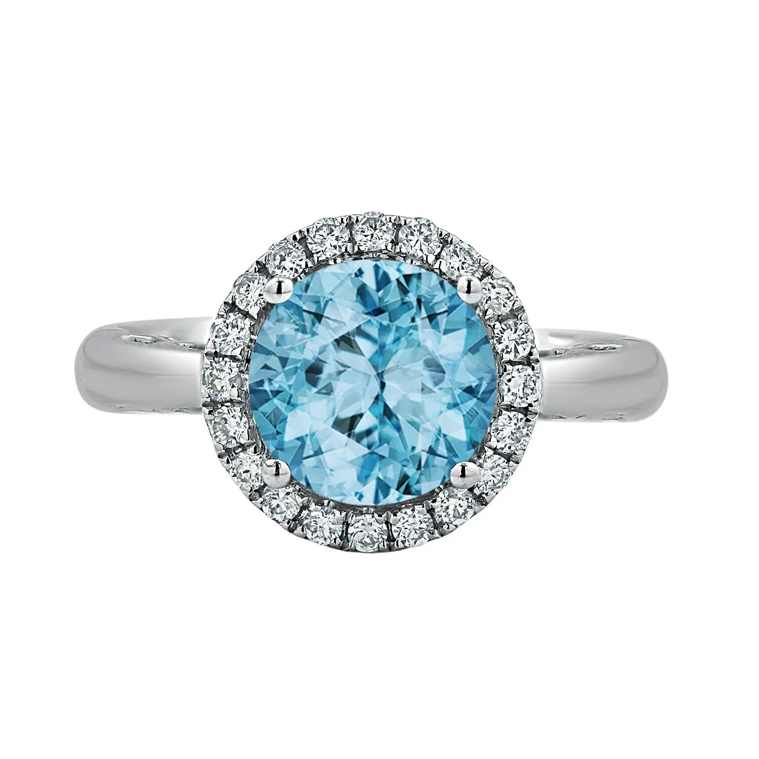 Auriya 2 1/2ct Round Sky Blue Topaz and Halo Diamond Engagement Ring 1/4ctw 14k Gold sold by Zulily product image thumbnail 4
