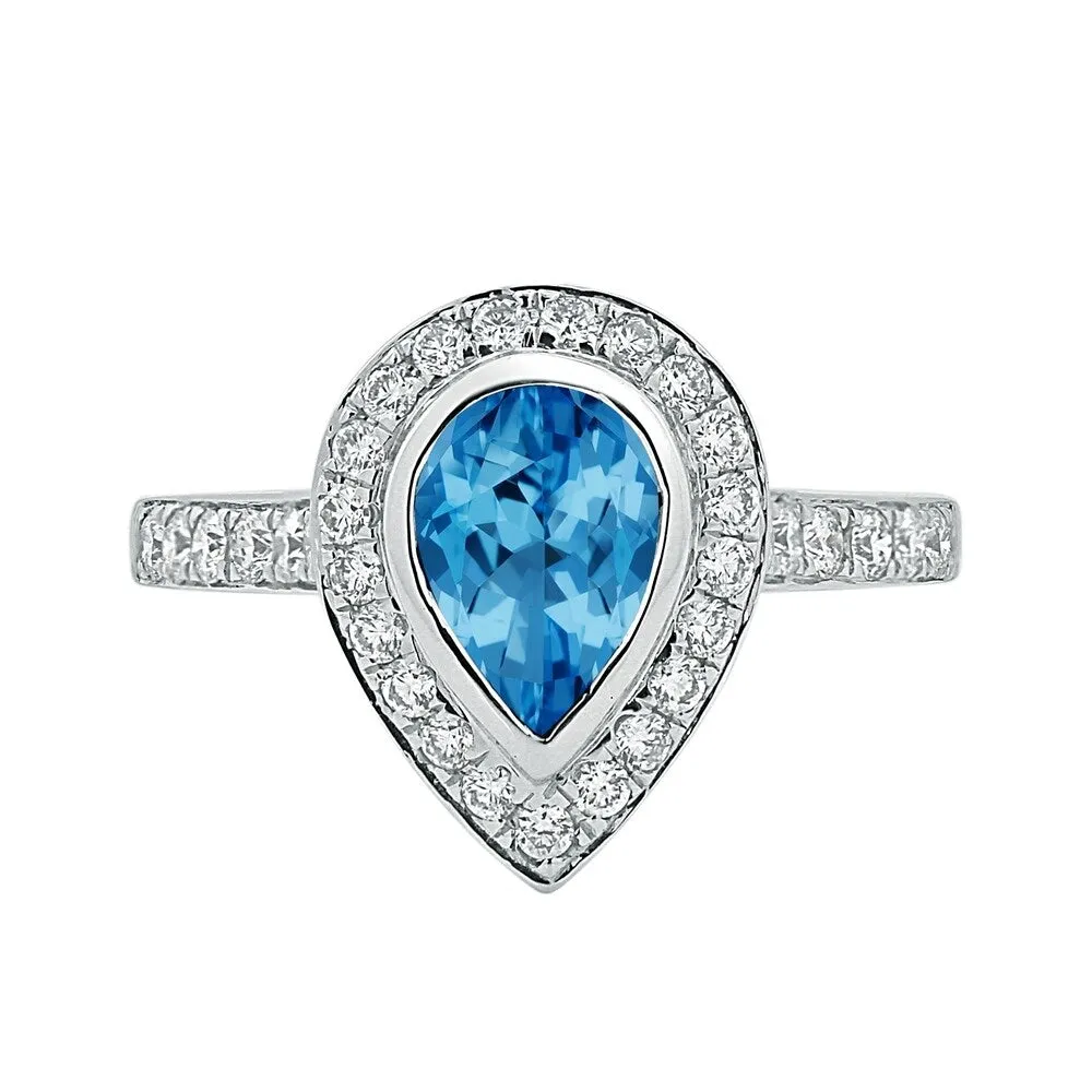 Auriya 1 5/8ct Pear Shape Blue Topaz Halo Diamond Engagement Ring 5/8ctw 18K Gold sold by Zulily product image thumbnail 2