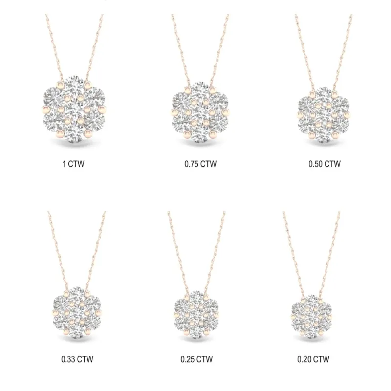 1/5ct-1ct TDW Diamond Cluster Pendant Necklace in 10k Rose Gold by De Couer sold by Zulily
