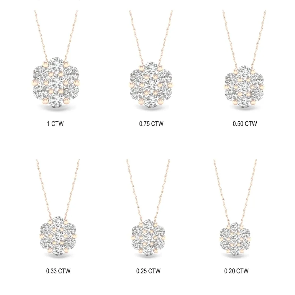 1/5ct-1ct TDW Diamond Cluster Pendant Necklace in 10k Rose Gold by De Couer sold by Zulily
