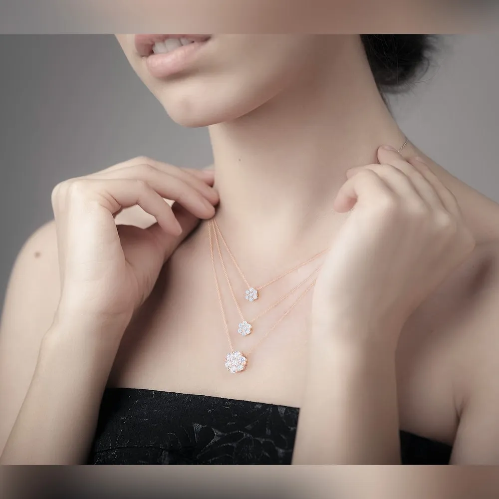 1/5ct-1ct TDW Diamond Cluster Pendant Necklace in 10k Rose Gold by De Couer sold by Zulily product image thumbnail 3