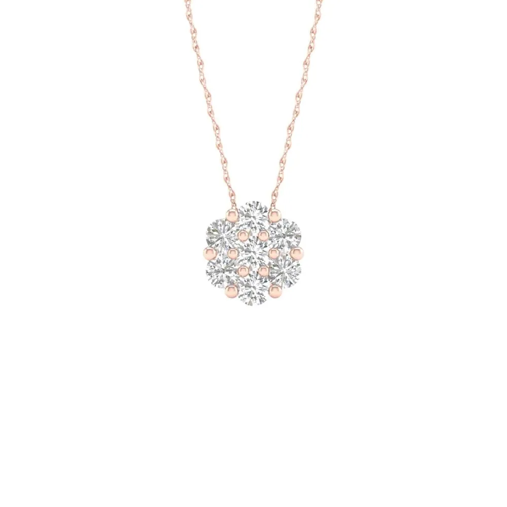 1/5ct-1ct TDW Diamond Cluster Pendant Necklace in 10k Rose Gold by De Couer sold by Zulily product image thumbnail 4