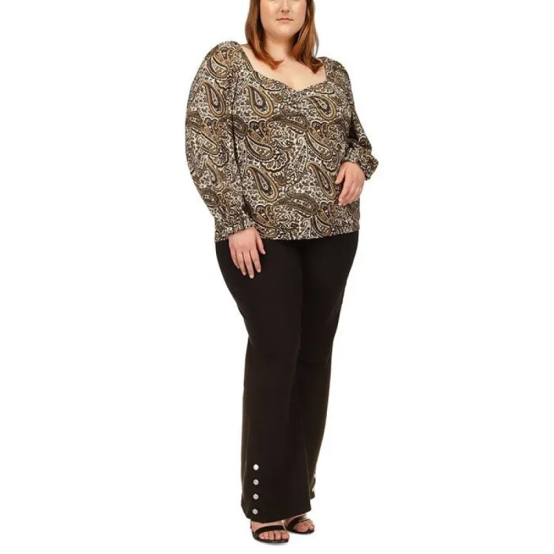 Michael Kors Women's Printed Sweetheart Neck Top Brown sold by Zulily