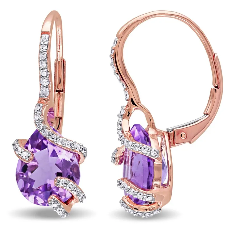 Miadora 10k Rose Gold Amethyst and 1/5ct TDW Diamond Bypass Dangle Earrings (G-H, I2-I3) - Purple sold by Zulily
