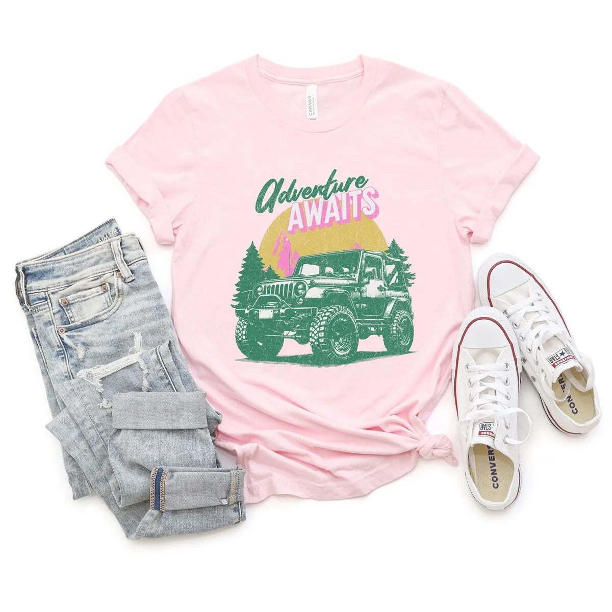 Adventure Awaits Jeep Short Sleeve Crewnneck Tee sold by Zulily