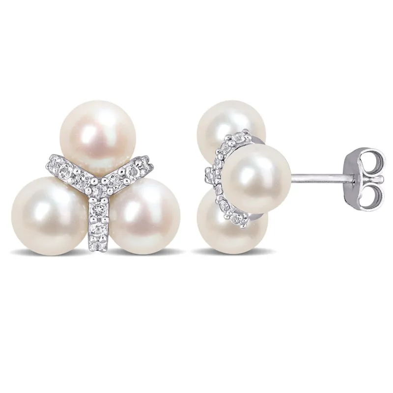 Miadora Freshwater Cultured Pearl 3-Pearl Stud Earrings in Sterling Silver sold by Zulily