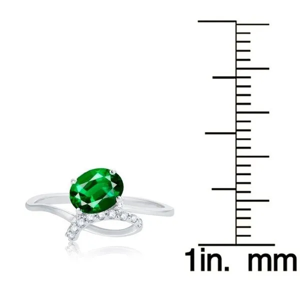 Sterling Silver Oval-Cut Green Emerald and White Topaz Ring sold by Zulily product image thumbnail 3