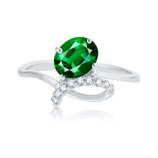 Sterling Silver Oval-Cut Green Emerald and White Topaz Ring sold by Zulily