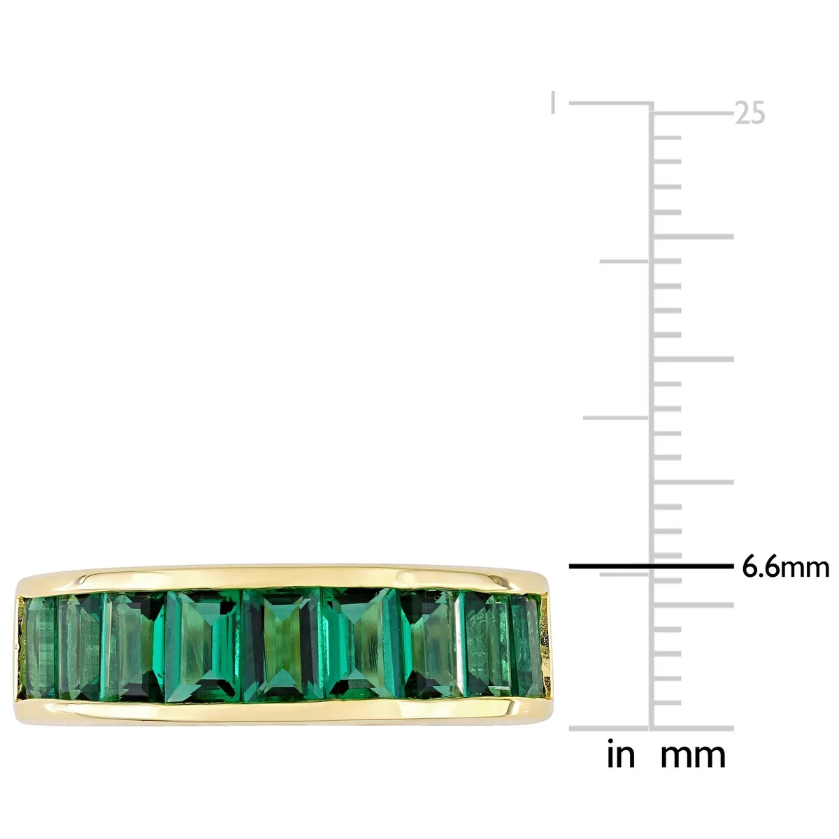 Miadora Yellow Plated Sterling Silver Baguette-cut Created Emerald Semi-Eternity Anniversary Band Ring sold by Zulily product image thumbnail 4
