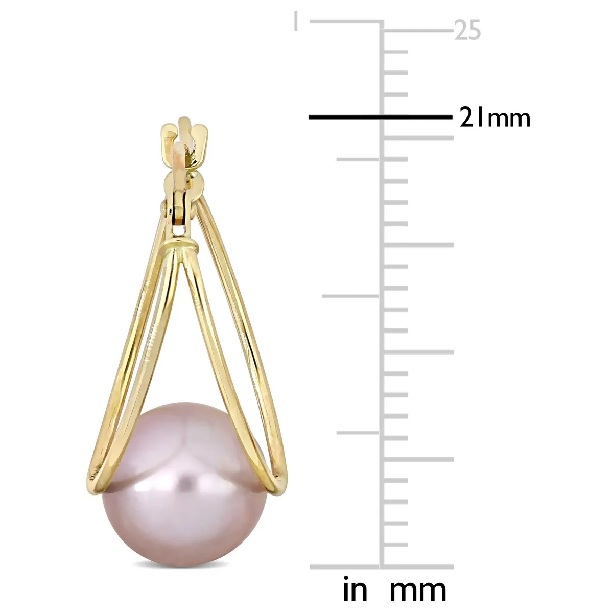 Miadora 8-8.5mm Cultured Freshwater Pink Pearl Drop Hoop Earrings in 10k Yellow Gold sold by Zulily product image thumbnail 2