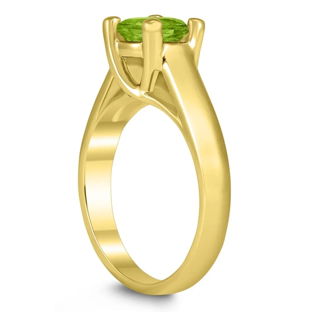 Round 7MM Peridot Cathedral Solitaire Ring in 10K Yellow Gold sold by Zulily product image thumbnail 2
