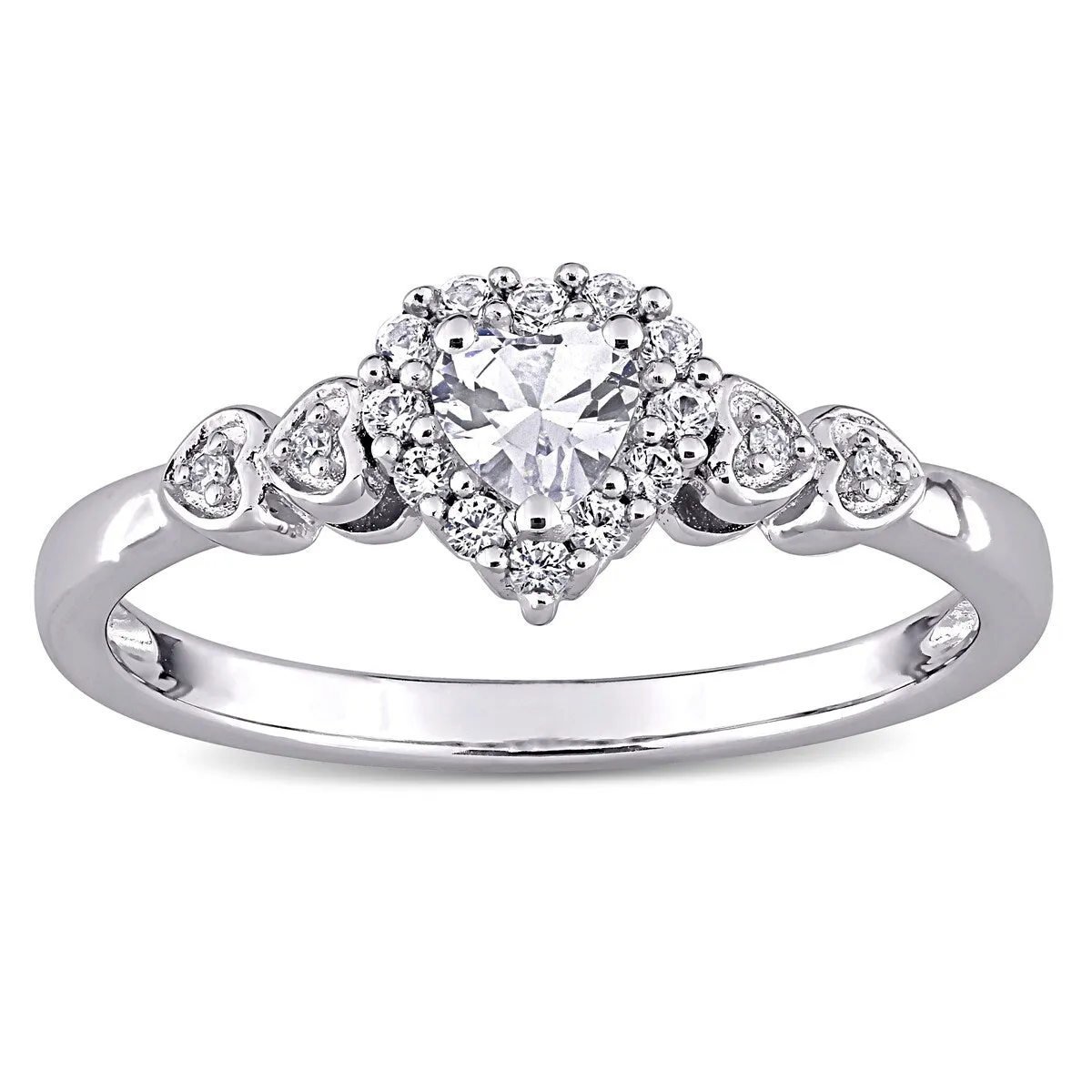 Miadora Sterling Silver Created White Sapphire & Diamond Accent Halo Heart Engagement Ring sold by Zulily