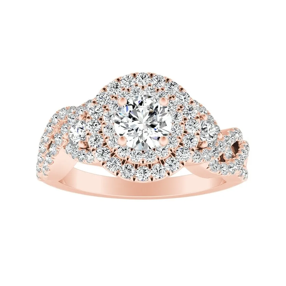 Auriya Twisted Infinity 1ct Moissanite and 5/8ctw Halo Diamond Engagement Ring 14K Gold sold by Zulily product image thumbnail 3