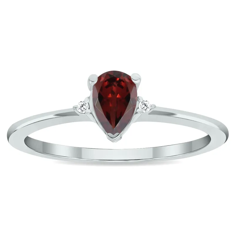 Women's Garnet and Diamond Classic Band in 10K White Gold sold by Zulily