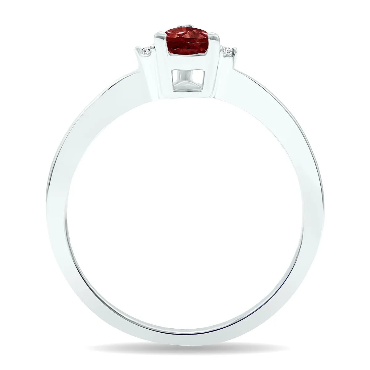 Women's Garnet and Diamond Classic Band in 10K White Gold sold by Zulily product image thumbnail 2